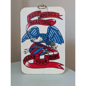 Vintage Sign 'Keep American Beautiful: Clean Your Room', Wood - Made In Japan
